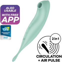 SATISFYER - TWIRLING PRO+ AIR PULSE STYMULATOR I WIBRATOR APLIKACJA ZIELONA